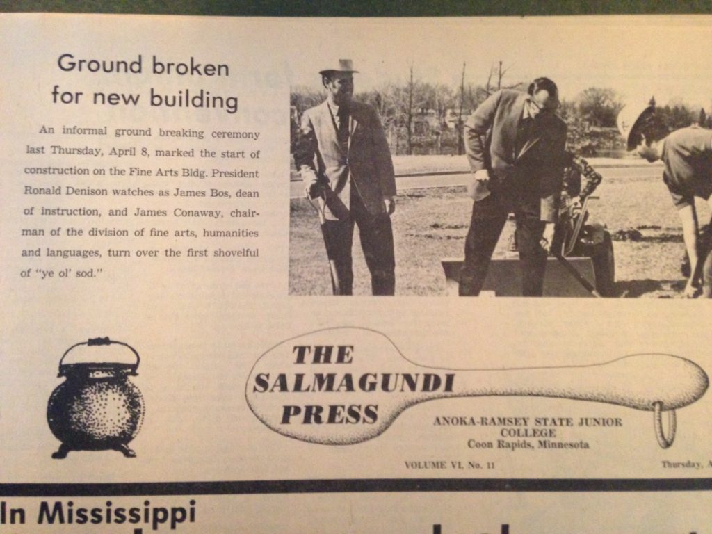 School newspaper covers breaking ground for the new Fine Arts building in 1971. 