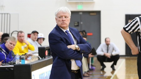 ARCC Mens Basketball coach Ron Larson on the sidelines at a recent game.